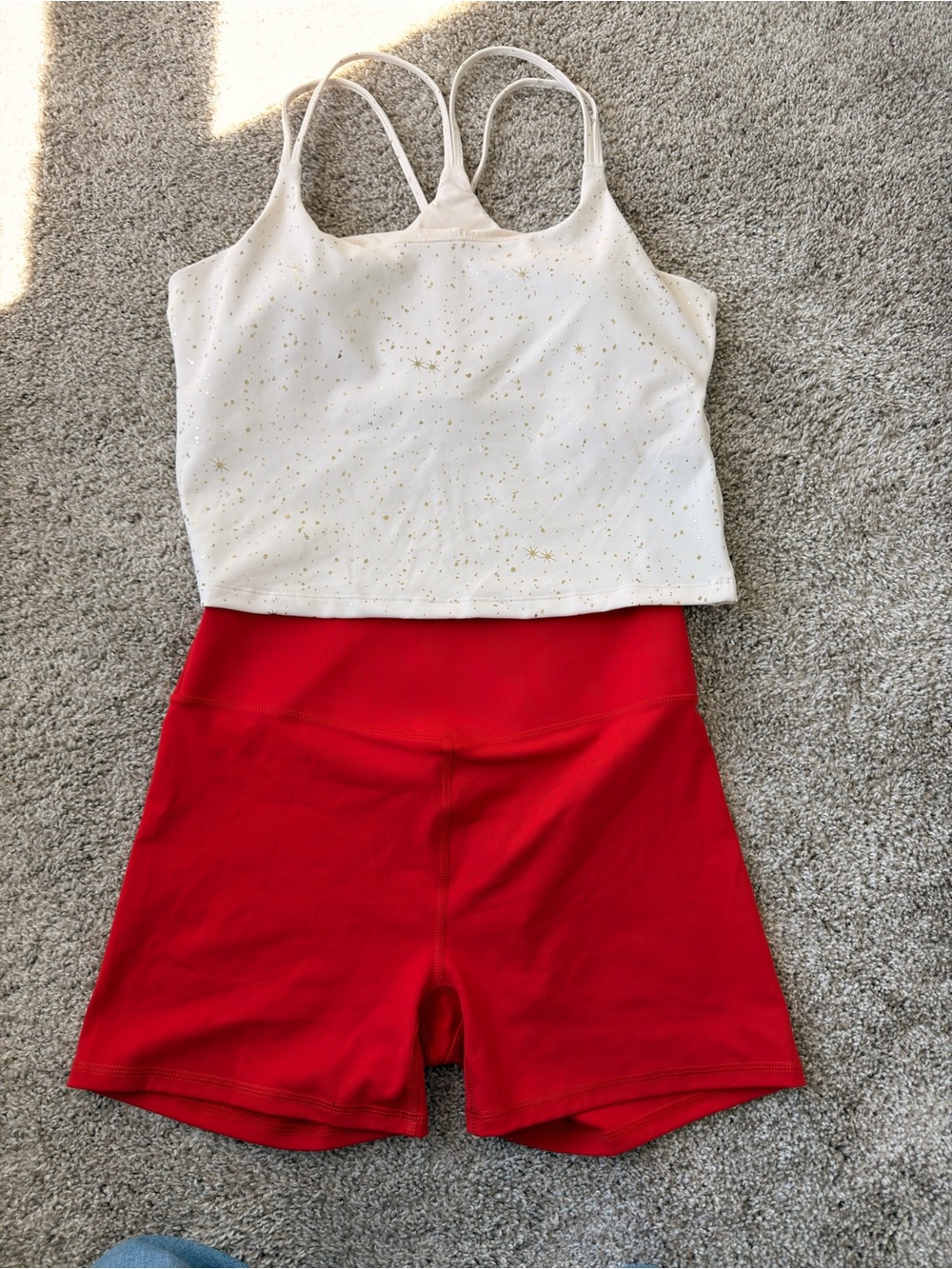 Fabletics Red High-Rise Bike Shorts